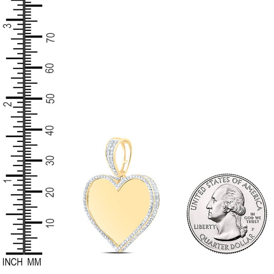 0.84 Ctw Natural Diamond Heart Memory Picture Frame Pendant in 10k Yellow Gold