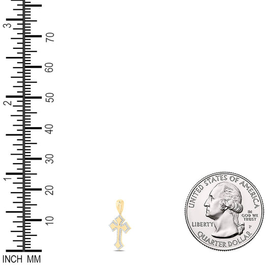 0.29 Ctw Natural Diamond Cross Religious Pendant in 10k Yellow Gold