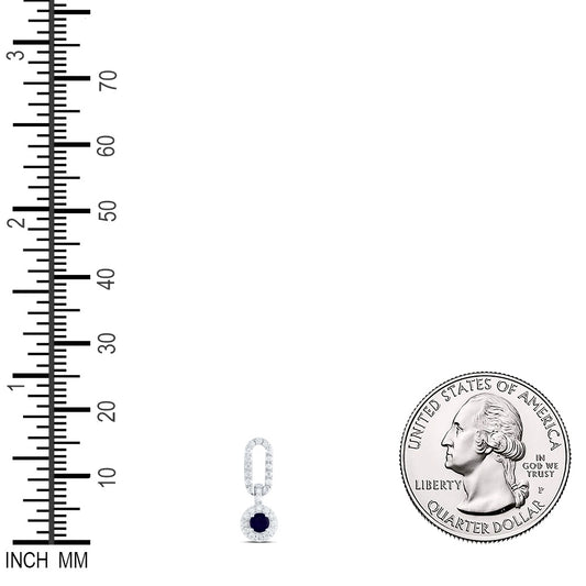 0.28 Ctw Natural Diamond Blue Diamond Paperclip Dangle Pendant in 14k White Gold