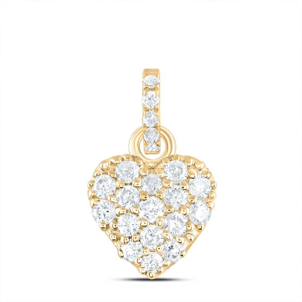 0.21 Ctw Natural Diamond Cute Heart Pendant in 14k Yellow Gold