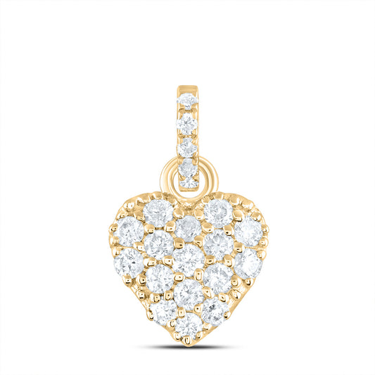 0.21 Ctw Natural Diamond Cute Heart Pendant in 14k Yellow Gold