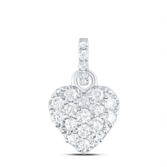0.21 Ctw Natural Diamond Cute Heart Pendant in 14k White Gold