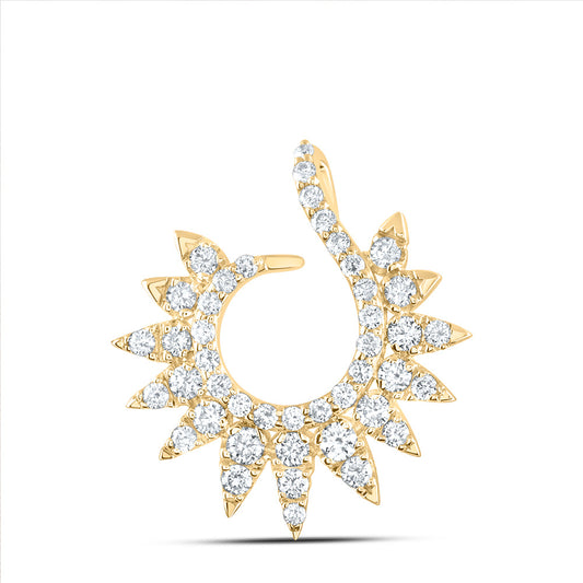 0.47 Ctw Natural Diamond Sunburst Pendant in 14k Yellow Gold