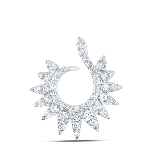 0.48 Ctw Natural Diamond Sunburst Pendant in 14k White Gold