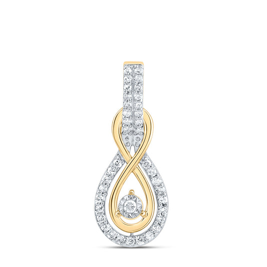 0.14 Ctw Natural Diamond Teardrop Infinity Gift Pendant in 10k Yellow Gold