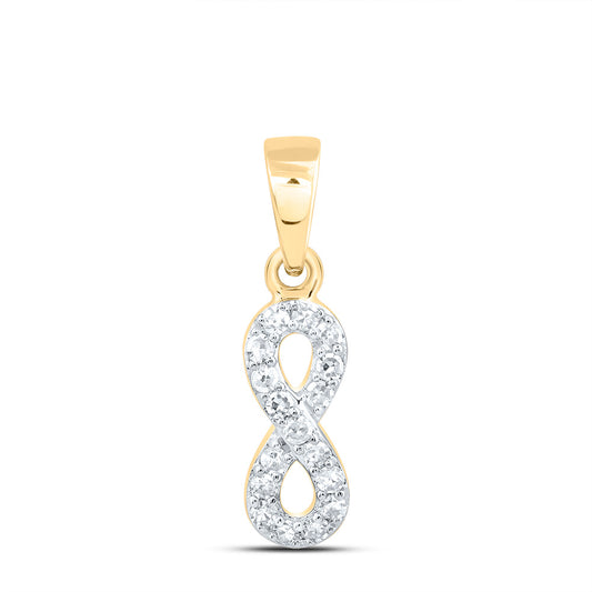 0.09 Ctw Natural Diamond Infinity Gift Pendant in 10k Yellow Gold