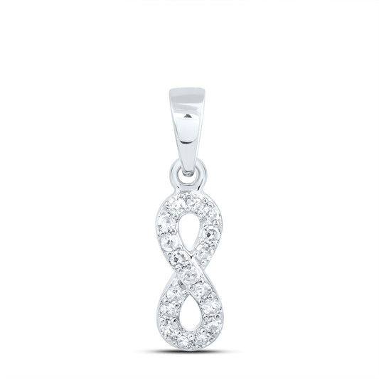 0.09 Ctw Natural Diamond Infinity Gift Pendant in 10k White Gold