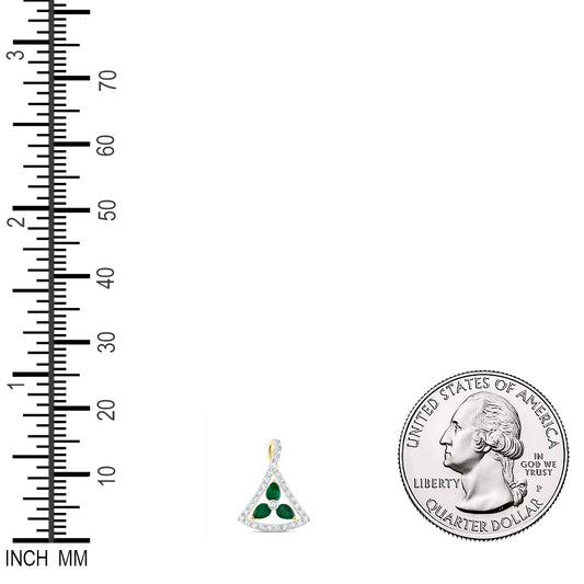 0.48 Ctw Natural Diamond Featuring Green Pendant in 14k Yellow Gold