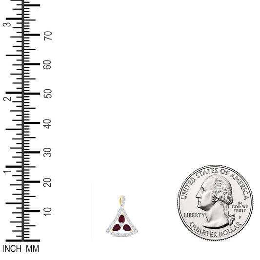 0.66 Ctw Natural Diamond Featuring Red Pendant in 14k Yellow Gold