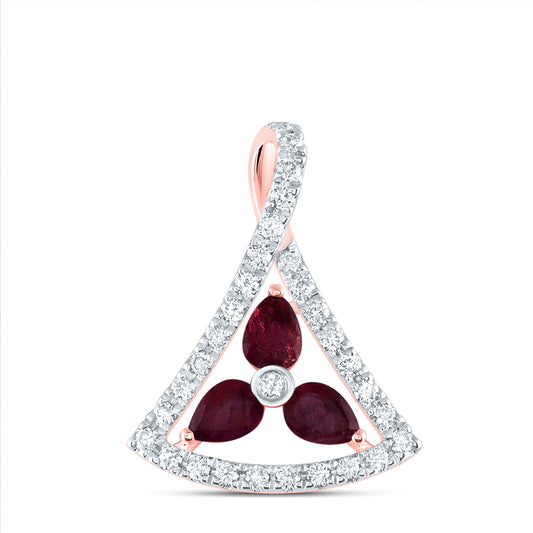 0.63 Ctw Natural Diamond Featuring Red Pendant in 14k Rose Gold