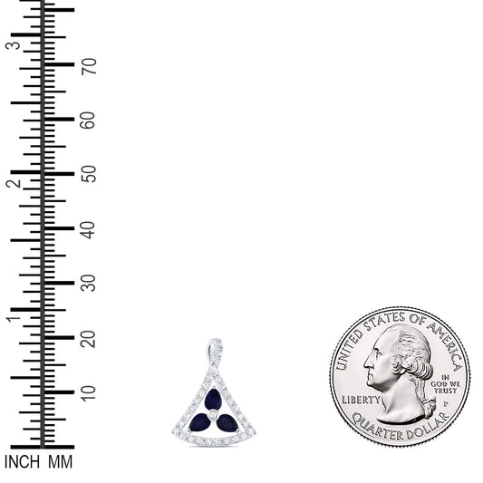 0.51 Ctw Natural Diamond Featuring Blue  Pendant in 14k White Gold
