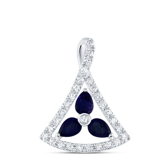 0.51 Ctw Natural Diamond Featuring Blue  Pendant in 14k White Gold