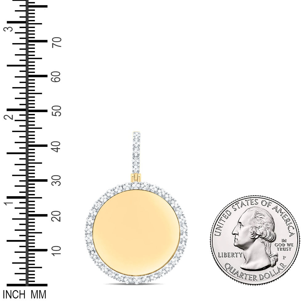 0.46 Ctw Natural Diamond Round Circle Memory Picture Frame Pendant in 10k Yellow Gold