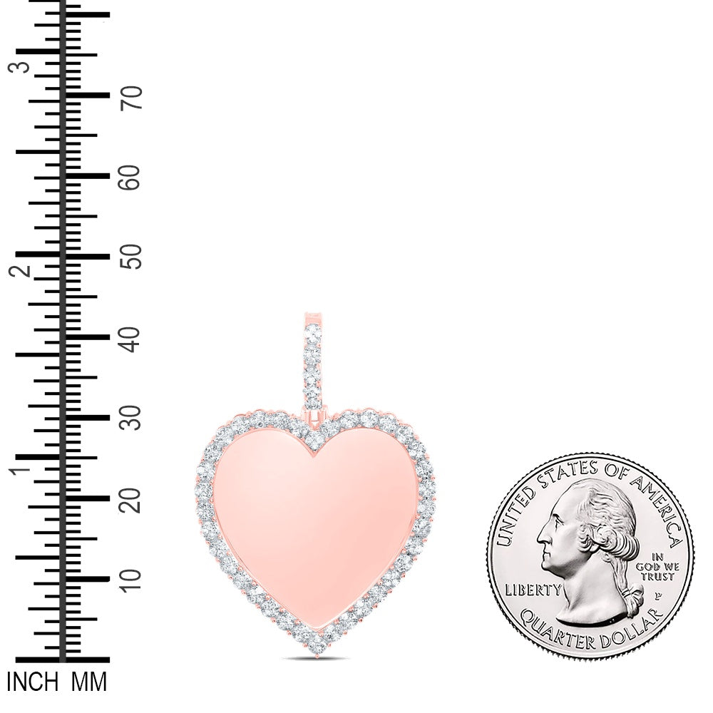 0.5 Ctw Natural Diamond Memory Picture Frame Heart Pendant in 10k Rose Gold