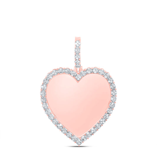 0.5 Ctw Natural Diamond Memory Picture Frame Heart Pendant in 10k Rose Gold
