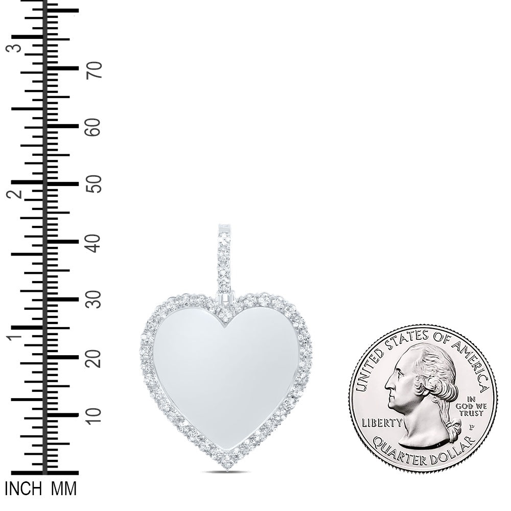 0.48 Ctw Natural Diamond Memory Picture Frame Heart Pendant in 10k White Gold