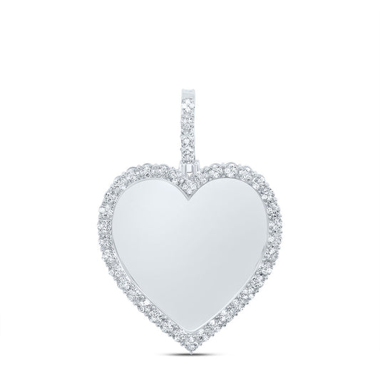 0.48 Ctw Natural Diamond Memory Picture Frame Heart Pendant in 10k White Gold