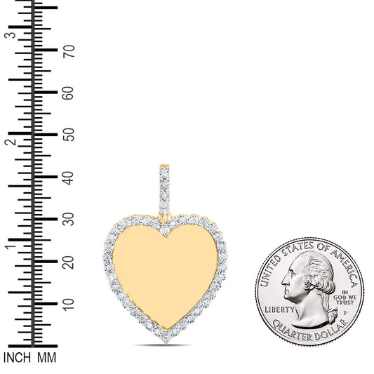 0.21 Ctw Natural Diamond Memory Picture Frame Heart Pendant in 10k Yellow Gold