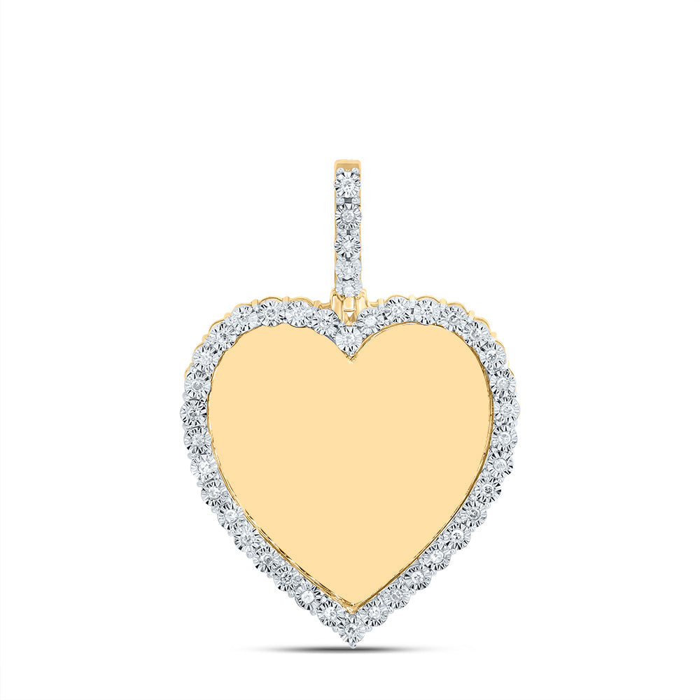 0.21 Ctw Natural Diamond Memory Picture Frame Heart Pendant in 10k Yellow Gold