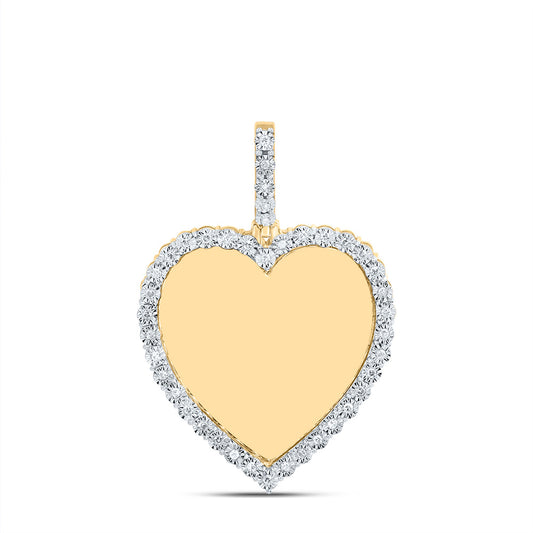 0.21 Ctw Natural Diamond Memory Picture Frame Heart Pendant in 10k Yellow Gold