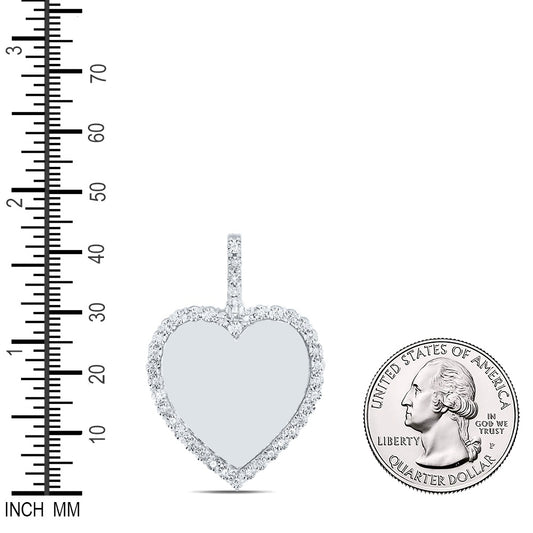 0.21 Ctw Natural Diamond Memory Picture Frame Heart Pendant in 10k White Gold