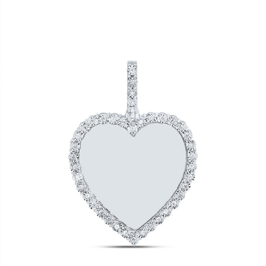 0.21 Ctw Natural Diamond Memory Picture Frame Heart Pendant in 10k White Gold
