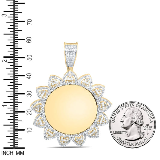 1.39 Ctw Natural Diamond Heart Memory Picture Frame Pendant in 10k Yellow Gold