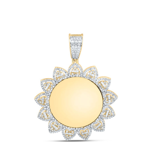 1.39 Ctw Natural Diamond Heart Memory Picture Frame Pendant in 10k Yellow Gold