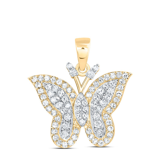 0.47 Ctw Natural Diamond Hiphop Heart Pendant in 10k Yellow Gold
