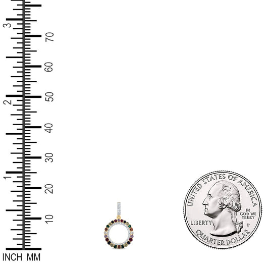 0.71 Ctw Natural Diamond Multi Diamond Open Circle Pendant in 10k Yellow Gold