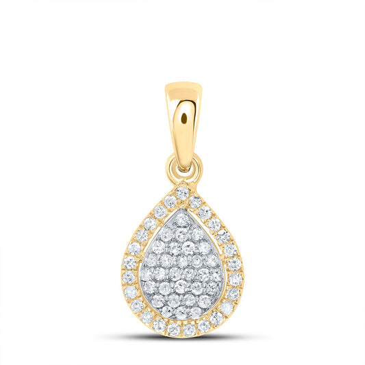 0.14 Ctw Natural Diamond Tear Drop Pendant in 10k Yellow Gold