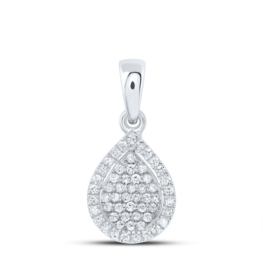 0.13 Ctw Natural Diamond Tear Drop Pendant in 10k White Gold