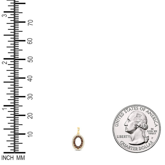 0.37 Ctw Natural Diamond Open Oval Brown Pendant in 14k Yellow Gold