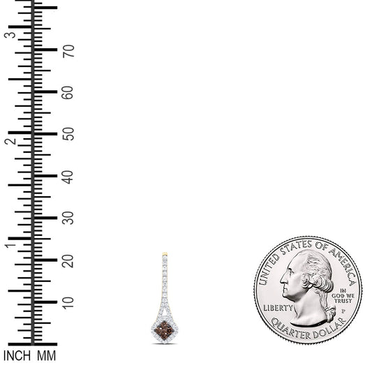 0.23 Ctw Natural Diamond Brown Chocolate Round Pendant in 10k Yellow Gold