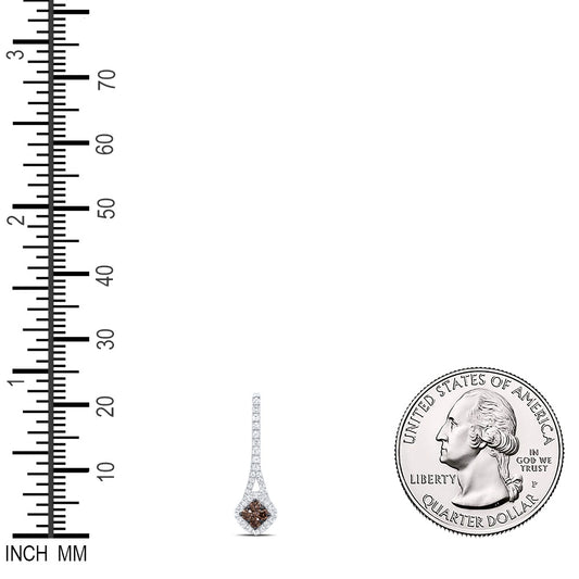 0.24 Ctw Natural Diamond Brown Chocolate Round Pendant in 10k White Gold