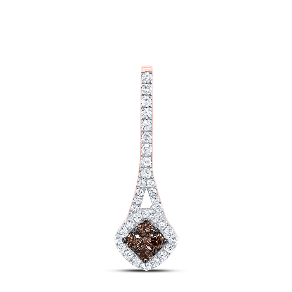 0.23 Ctw Natural Diamond Brown Chocolate Round Pendant in 10k Rose Gold
