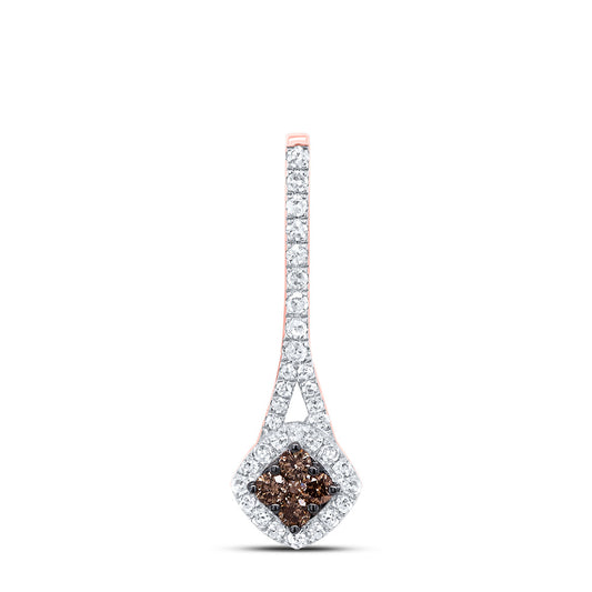 0.23 Ctw Natural Diamond Brown Chocolate Round Pendant in 10k Rose Gold