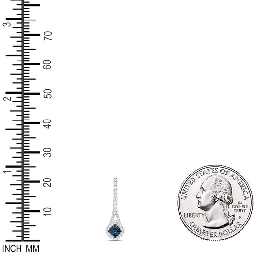 0.23 Ctw Natural Diamond Blue Center Round Pendant in 10k Rose Gold