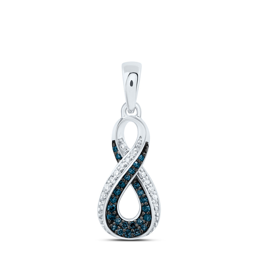 0.11 Ctw Natural Diamond Blue Diamond Infinity Pendant in 10k White Gold