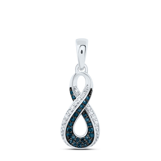 0.11 Ctw Natural Diamond Blue Diamond Infinity Pendant in 10k White Gold