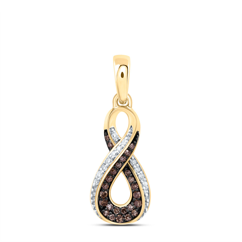 0.12 Ctw Natural Diamond Brown Diamond Infinity Pendant in 10k Yellow Gold