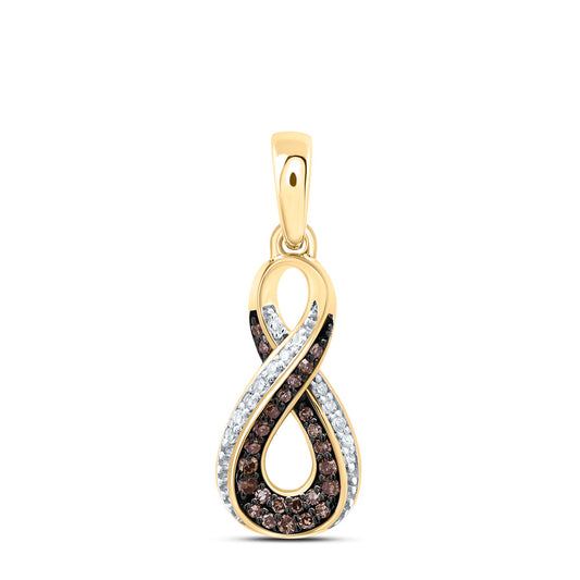 0.12 Ctw Natural Diamond Brown Diamond Infinity Pendant in 10k Yellow Gold