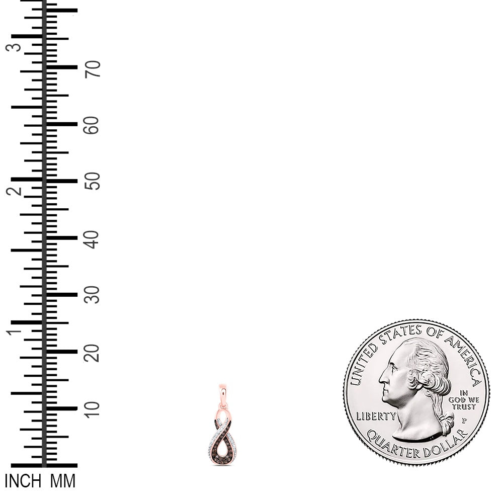 0.12 Ctw Natural Diamond Brown Diamond Infinity Pendant in 10k Rose Gold