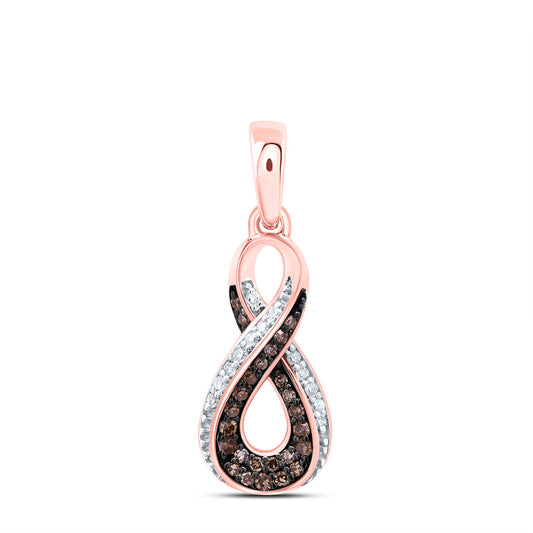 0.12 Ctw Natural Diamond Brown Diamond Infinity Pendant in 10k Rose Gold