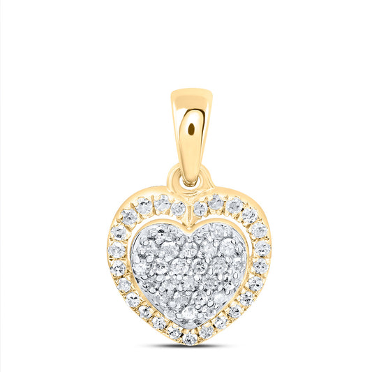 0.18 Ctw Natural Diamond Heart Pendant in 10k Yellow Gold