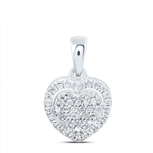 0.18 Ctw Natural Diamond Heart Pendant in 10k White Gold