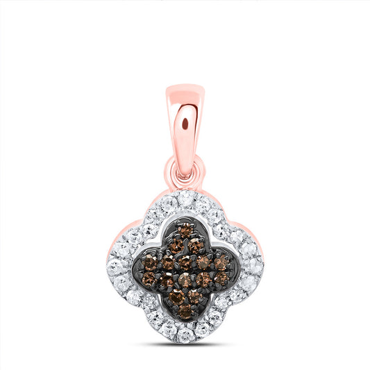 0.15 Ctw Natural Diamond Brown Clover Pendant in 10k Rose Gold