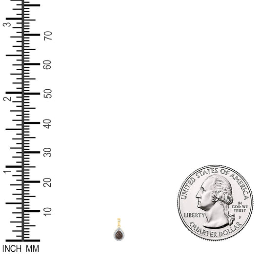 0.16 Ctw Natural Diamond Brown Teardrop Pendant in 10k Yellow Gold