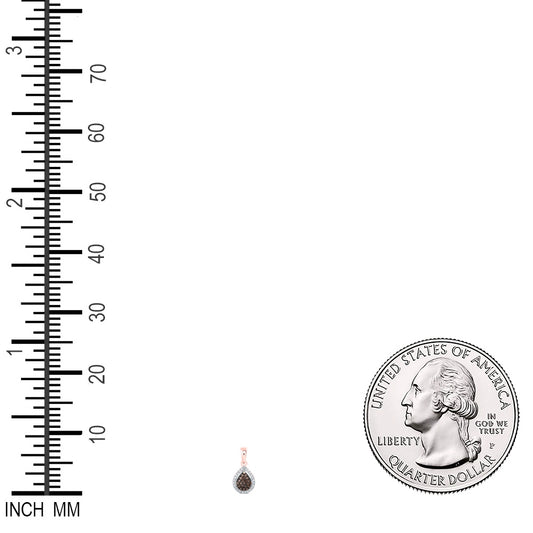 0.16 Ctw Natural Diamond Brown Teardrop Pendant in 10k Rose Gold