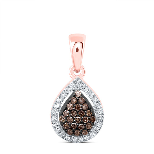 0.16 Ctw Natural Diamond Brown Teardrop Pendant in 10k Rose Gold